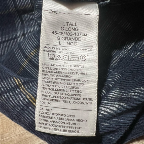 Banana Republic - Navy Plaid Ribbed Button Up - LARGE TALL - Picture 10 of 10